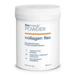 Opakowanie suplementu Kolagen Formeds Powder Collagen Flex 5000 mg na białym tle. Widoczne jest białe pudełko z wyraźnym napisem wskazującym zawartość peptydów kolagenowych i witaminy C, przeznaczony do wsparcia stawów i skóry.