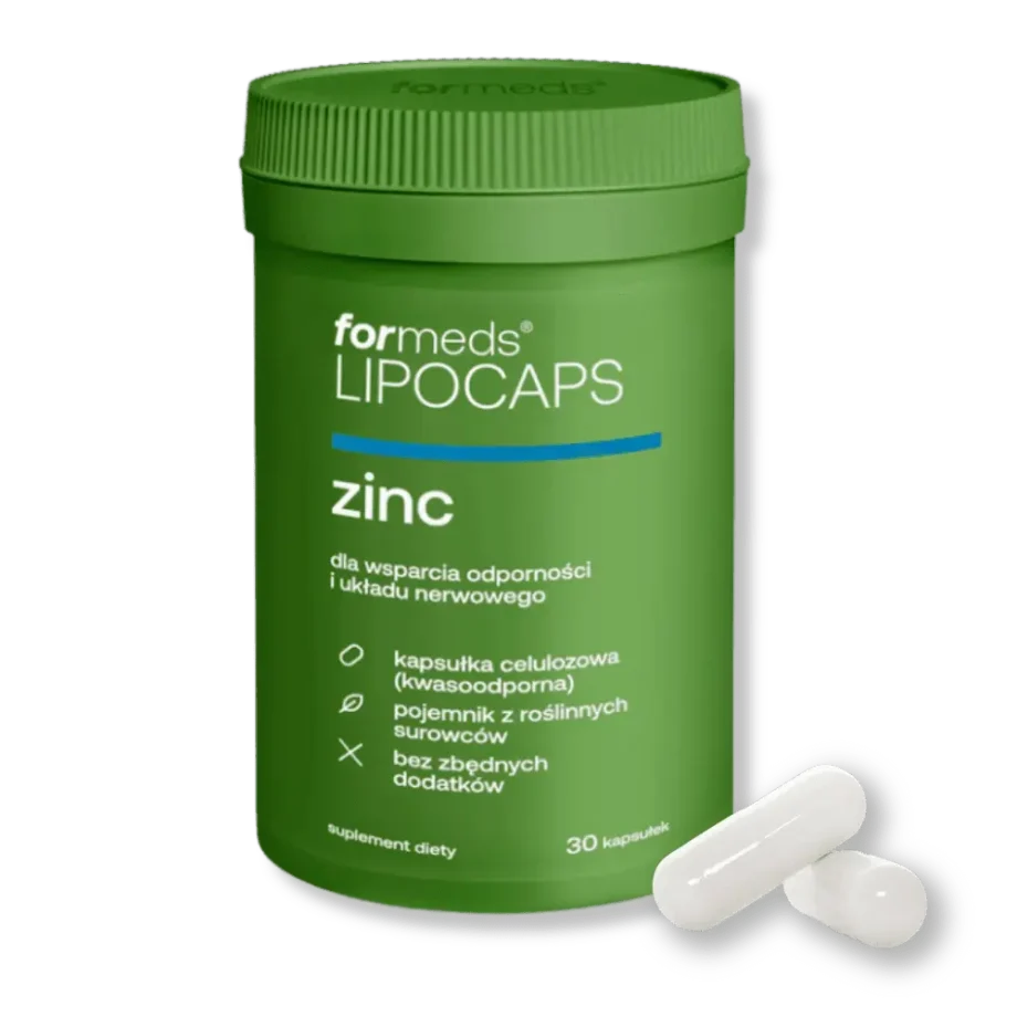 Opakowanie Formeds LIPOCAPS Zinc z kapsułkami.