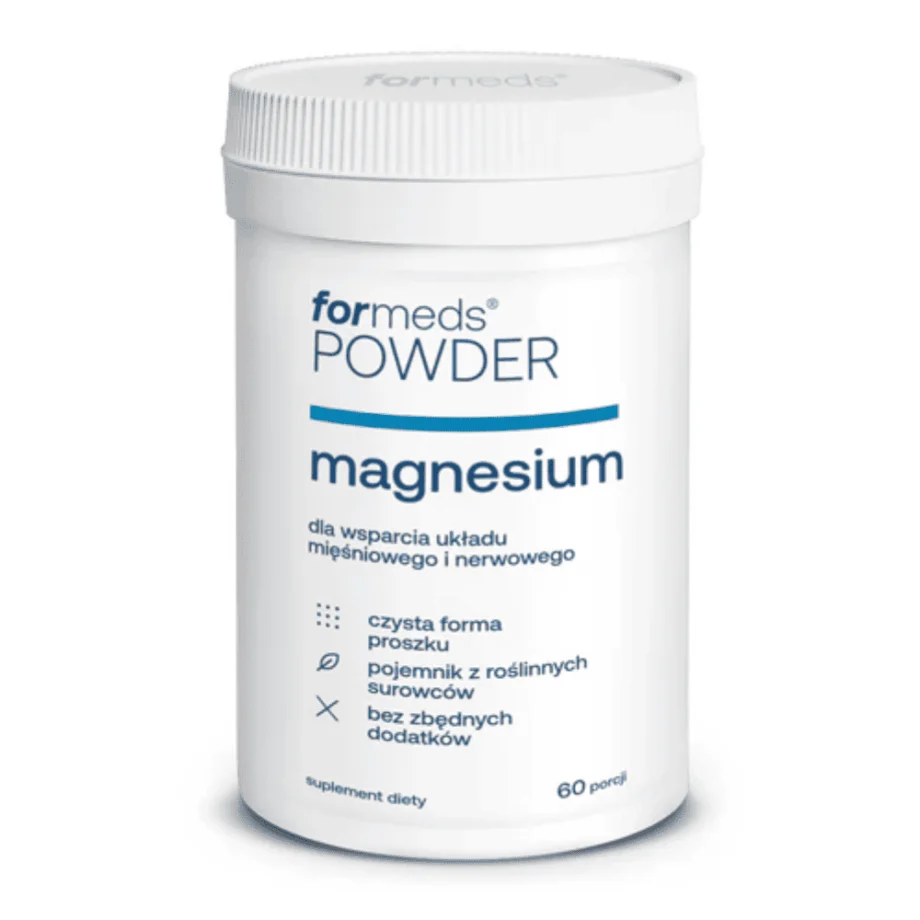 FORMEDS POWDER Magnesium Cytrynian Magnezu w Proszku - opakowanie na białym tle