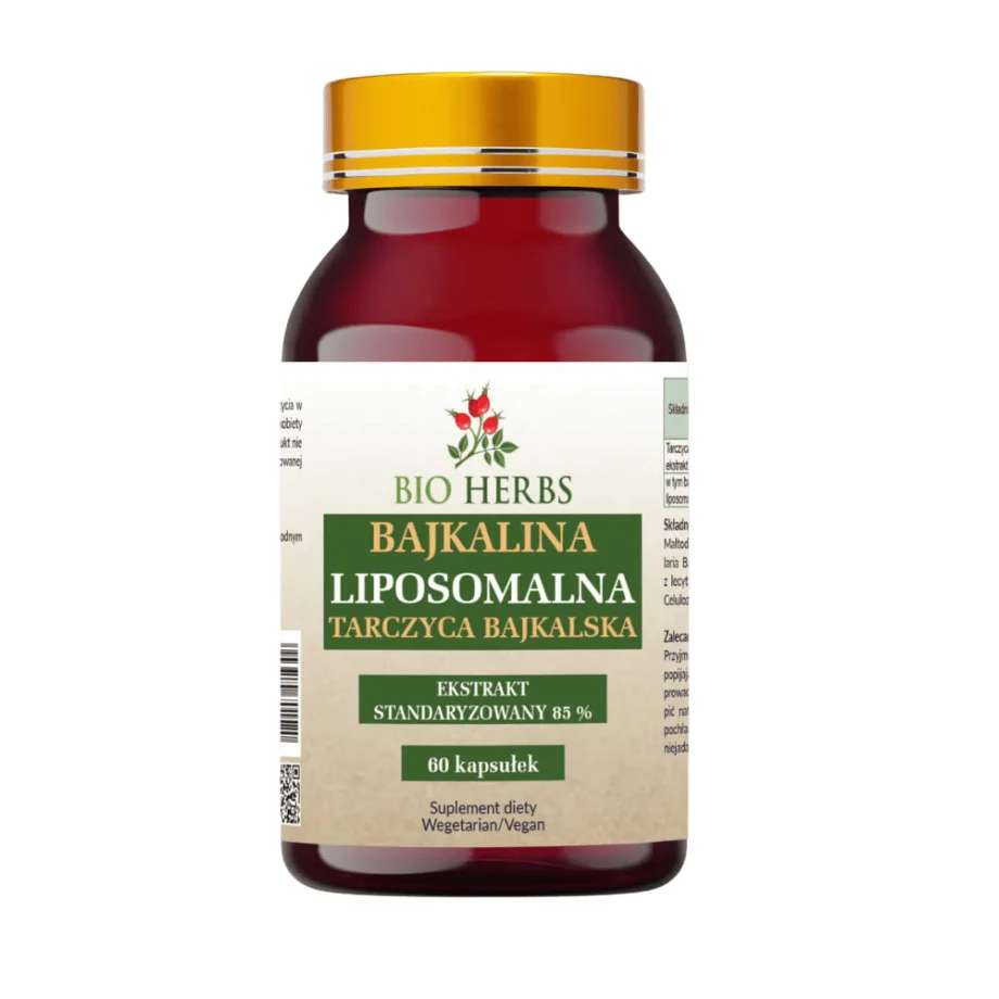 Bajkalina Liposomalna Bio Herbs 60 kapsułek - suplement diety z tarczycą bajkalską