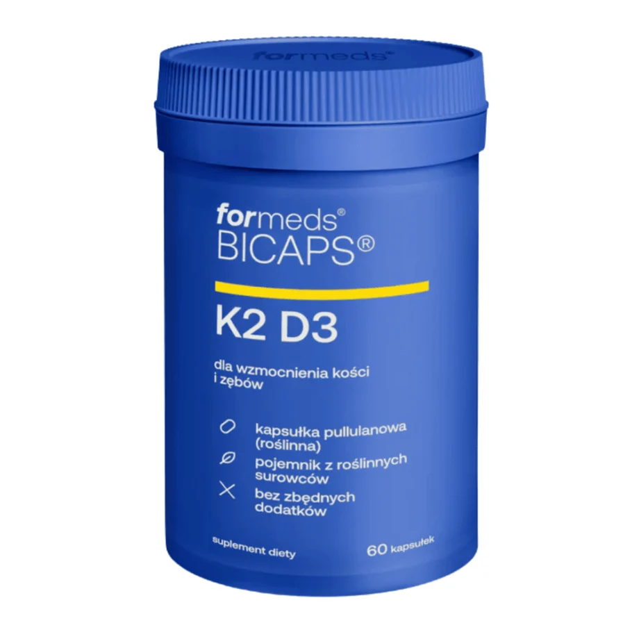 BICAPS K2 D3 - suplement diety z witaminą K2 MK-7 i D3 wspierający zdrowie kości oraz odporność