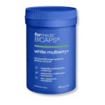 Bicaps white mulberry od formeds w niebieskim opakowaniu na bezbarwnym tle