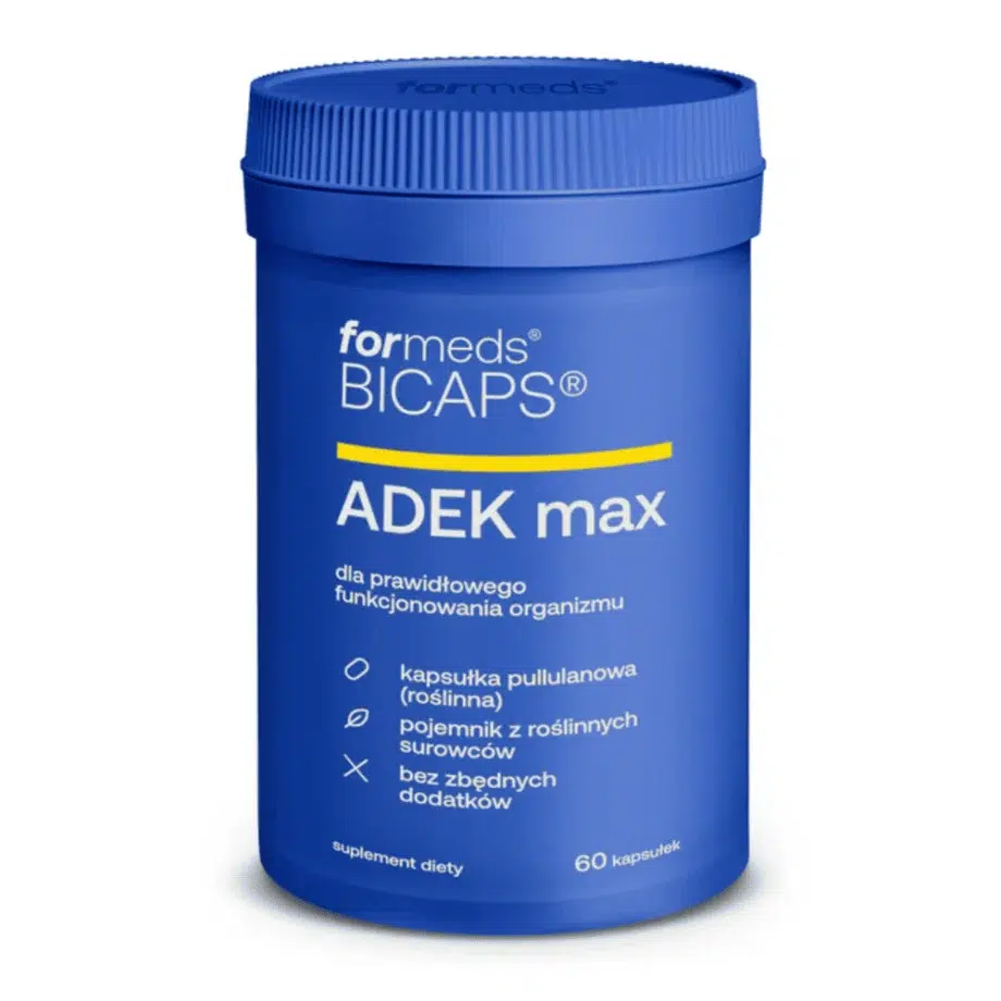 BICAPS ADEK MAX suplement z wysokimi dawkami witamin A, D3, E, K2 ForMeds 60 kapsułek