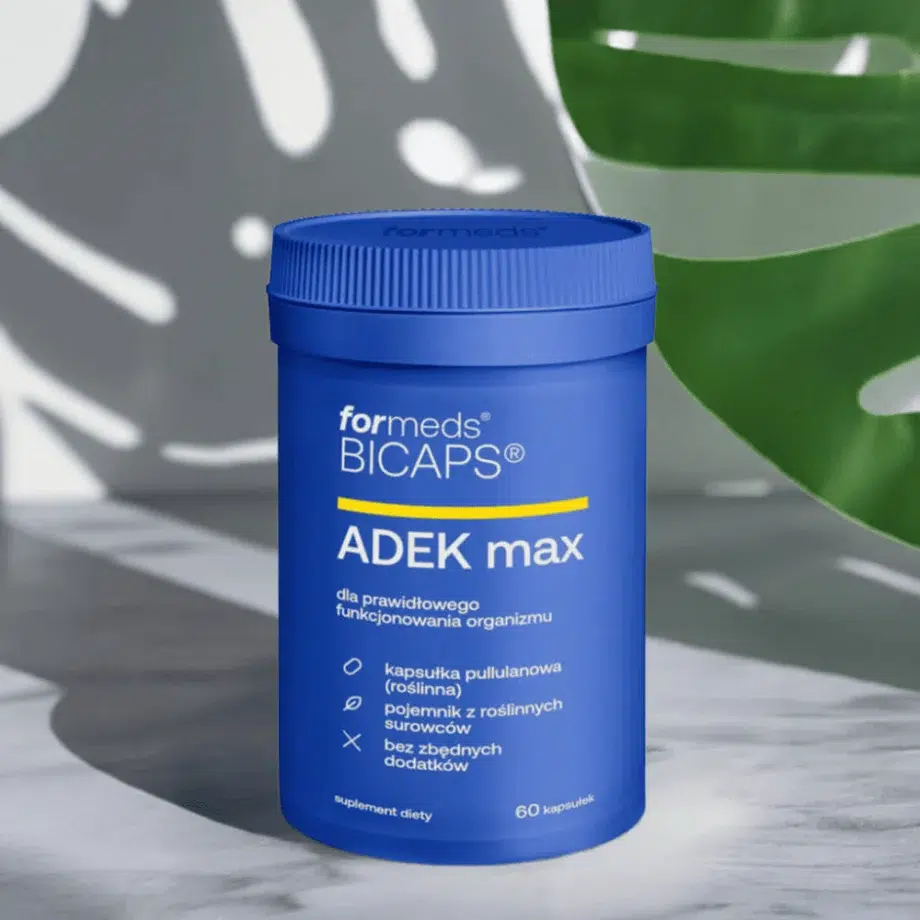 Opakowanie suplementu BICAPS ADEK MAX - witaminy A, D3, E, K2 w wysokich dawkach ForMeds