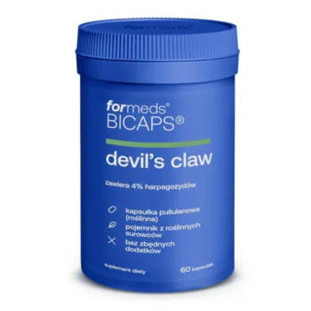 Opakowanie BICAPS DEVIL'S CLAW Formeds 60 kapsułek z diabelskim pazurem na białym tle