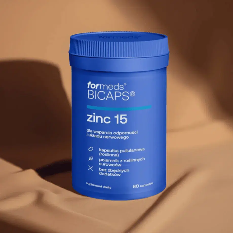 Cytrynian cynku 15 mg i miedzi w roślinnej kapsułce BICAPS ZINC 15