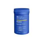 Niebieskie opakowanie bicaps biotin formeds na białym tle