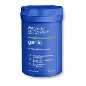 Niebieskie opakowanie bicaps garlic od formeds