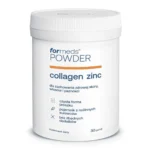 Suplement Powder Collagen Zinc na białym tle - opakowanie zawierające 5000 mg peptydów kolagenowych i cynk dla zdrowej skóry i włosów.