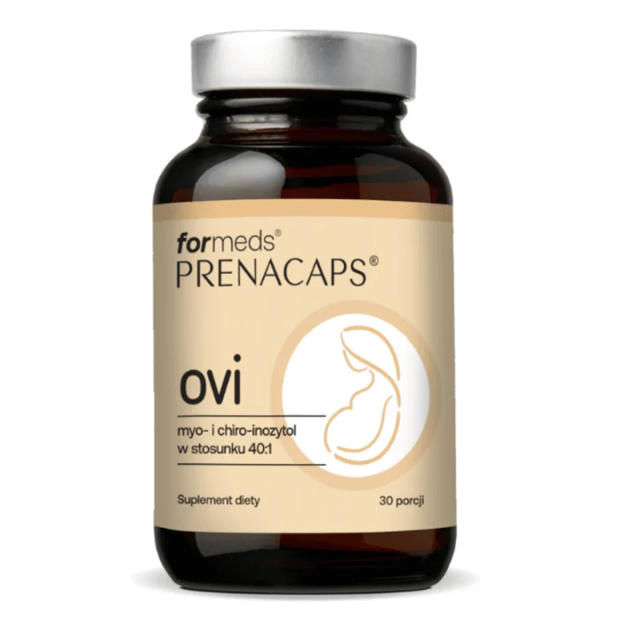 PRENACAPS OVI - myo-inozytol i D-chiro-inozytol w stosunku 40:1 oraz NAC w szklanie butelce - suplement diety dla kobiet starających się o dziecko