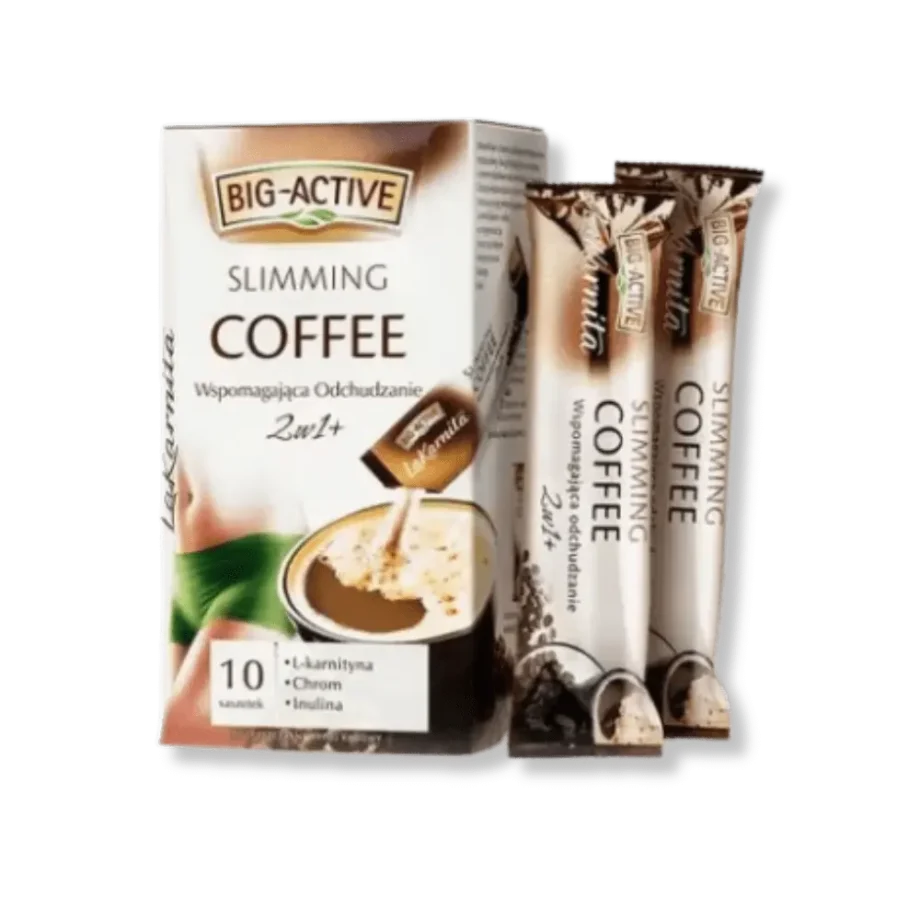 Opakowanie La Karnita SLIMMING COFFEE 2w1+ – przód z dwiema saszetkami