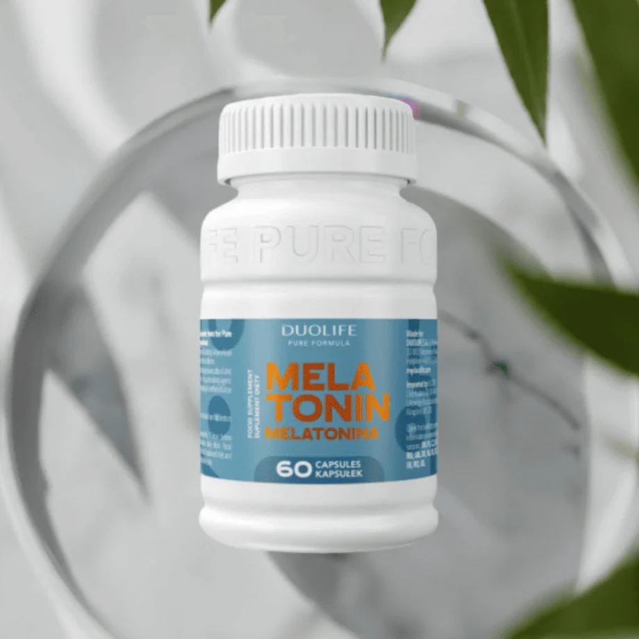 DUOLIFE Melatonin kapsułki - magnez i melatonina dla zdrowego snu na marmurowej tacy