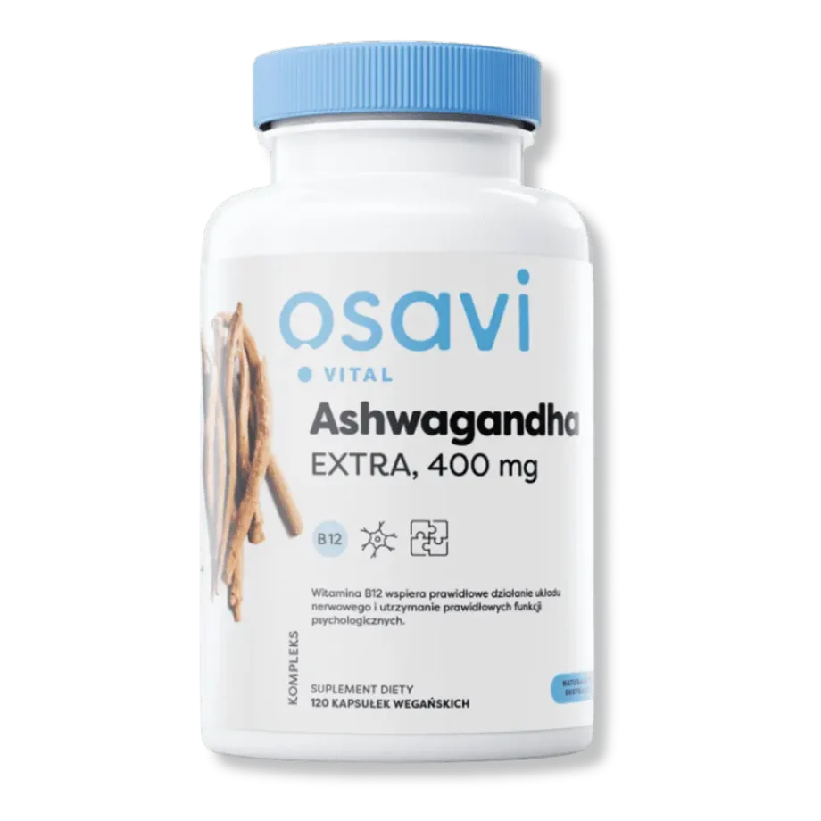Zdjęcie Ashwagandha Extra Vital 400mg firmy OSAVI – widok opakowania z przodu.
