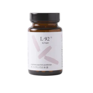 L-92 Postbiotyk - suplement na alergie i wzmocnienie odporności z Lactobacillus acidophilus, opakowanie na przezroczystym tle
