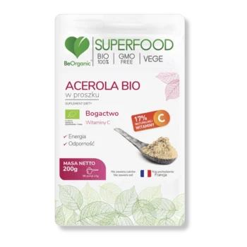 Opakowanie aceroli w prozku firmy boerganic.