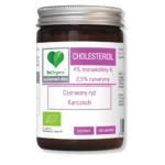 Opakowanie cholesterol beorganic na bezbarwnym tle.