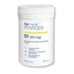 Białe opakowanie powder b1 od formeds na bezbarwnym tle