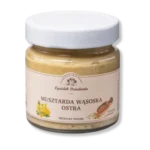 Słoik musztardy wąsockiej ostrej.