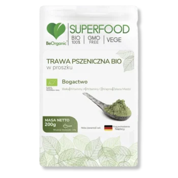 Trawa pszeniczna w proszku, opakowanie na przeźroczystym tle