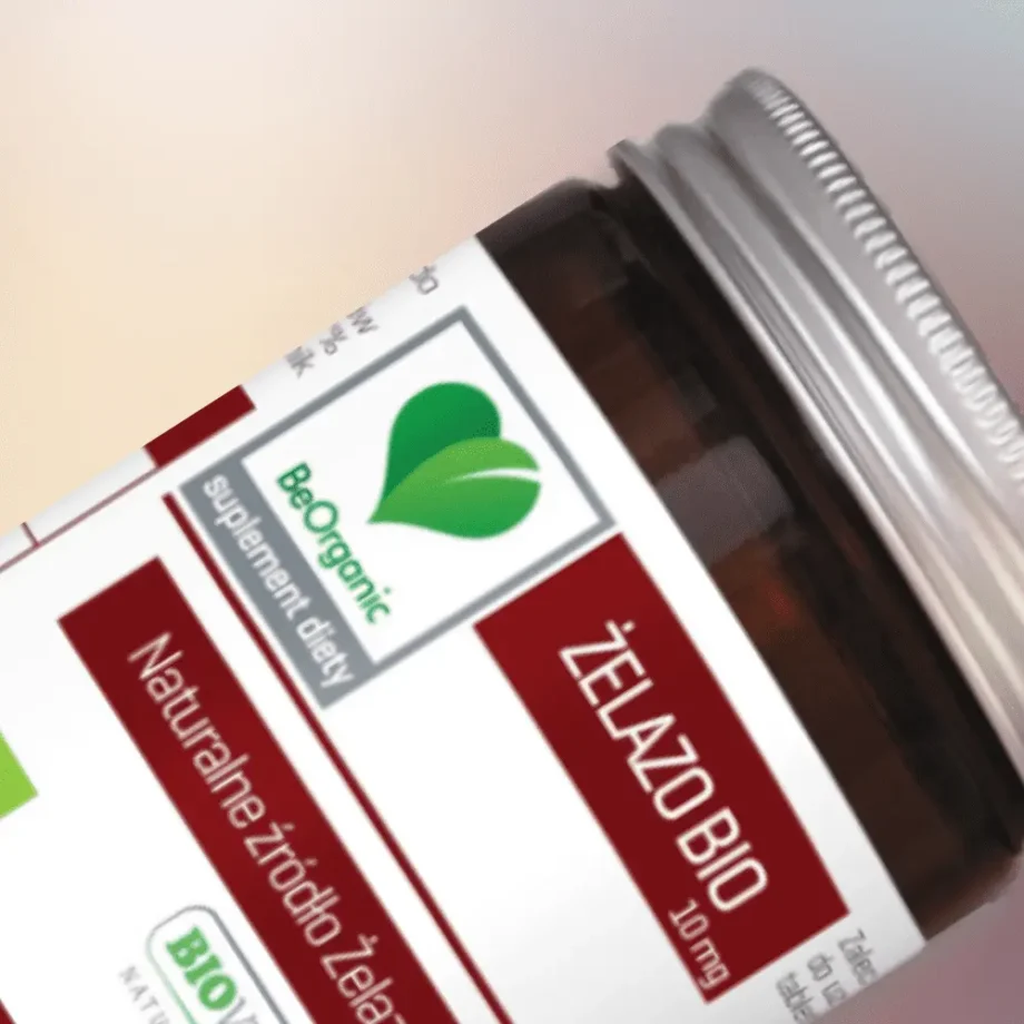 Słoik z tabletkami z żelazem organicznym