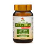 brązowe opakowanie epa/dha od my herbs na białym tle