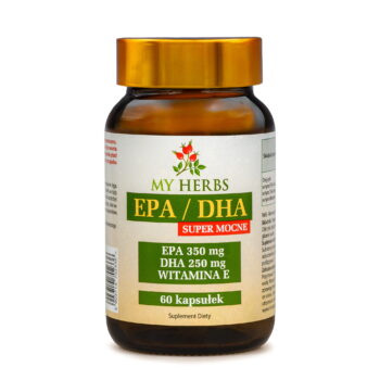 brązowe opakowanie epa/dha od my herbs na białym tle