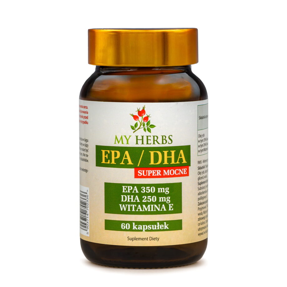 brązowe opakowanie epa/dha od my herbs na białym tle