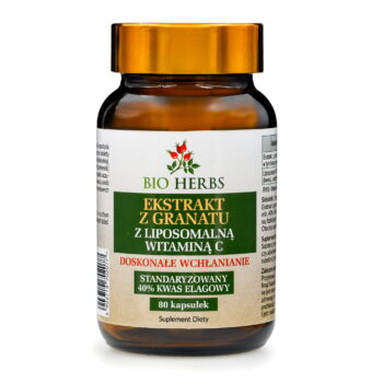 Brązowe opakowanie ekstraktu z granatu z liposomalną witaminą c