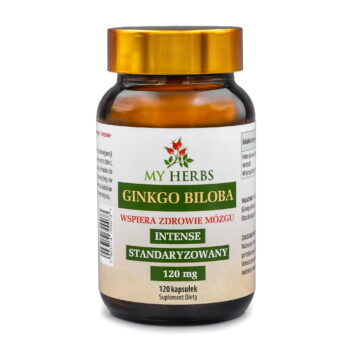 Brązowy słoiczek z ginkgo biloba intense w sklepie 3filaryzdrowia na białym tle.