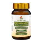 butelka kwasu foliowego z witaminą b my herbs na białym tle