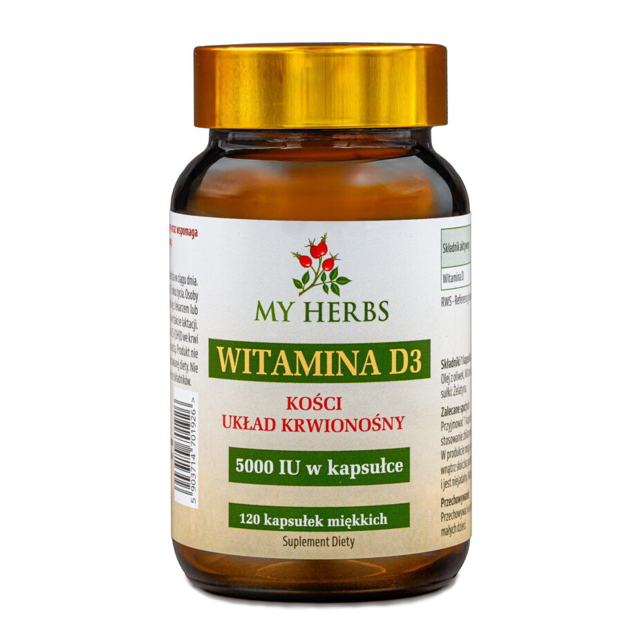 Brązowy słoiczek w witaminą d3 5000 na białym tle