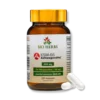 Opakowanie ashwagandhy od bioherbs z dwoma poglądowymi kapsułkami