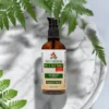 D3 K2 krople 10000 IU Bio-Herbs - płynny suplement na marmurowym blacie z zielonym liściem symbolizującym naturalny skład