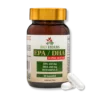Słoik z suplementem epa dha bio herbs z dwoma kapsułkami