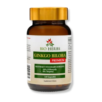 Słoiczek z suplementem diety gingko biloba premium bio herbs
