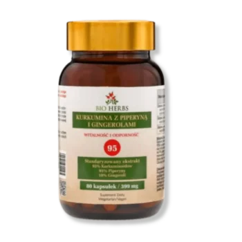 Słoiczek suplementu diety curcumin i ginger bio herbs