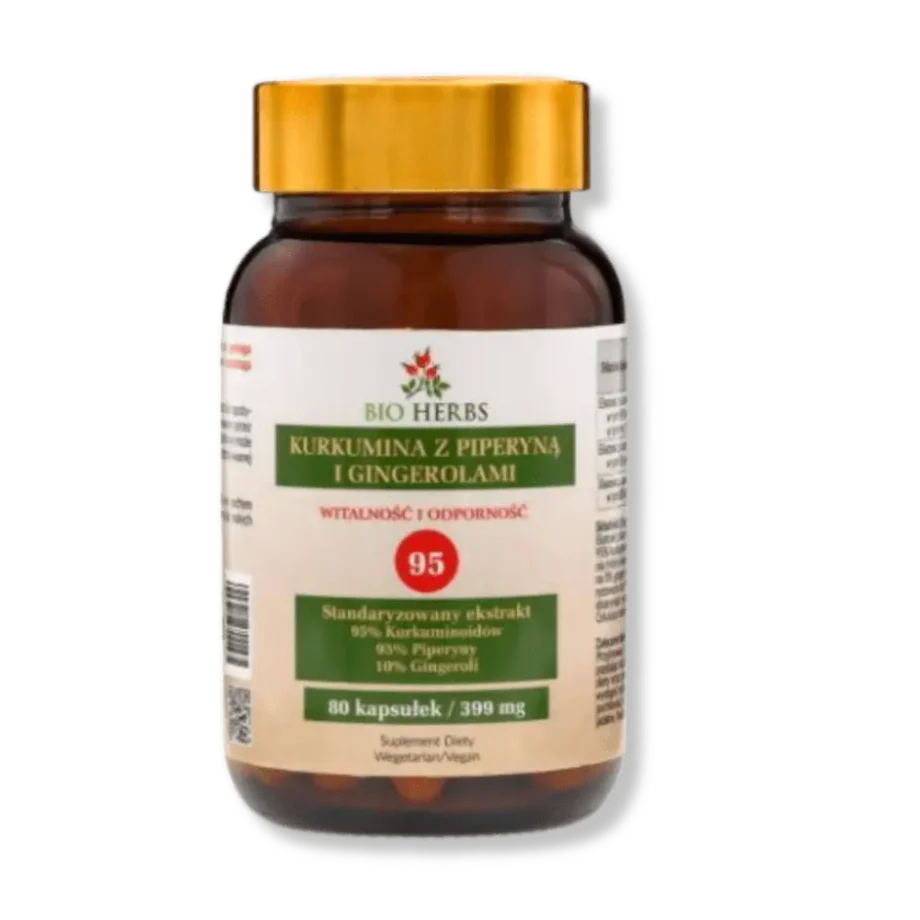 Słoiczek suplementu diety curcumin i ginger bio herbs