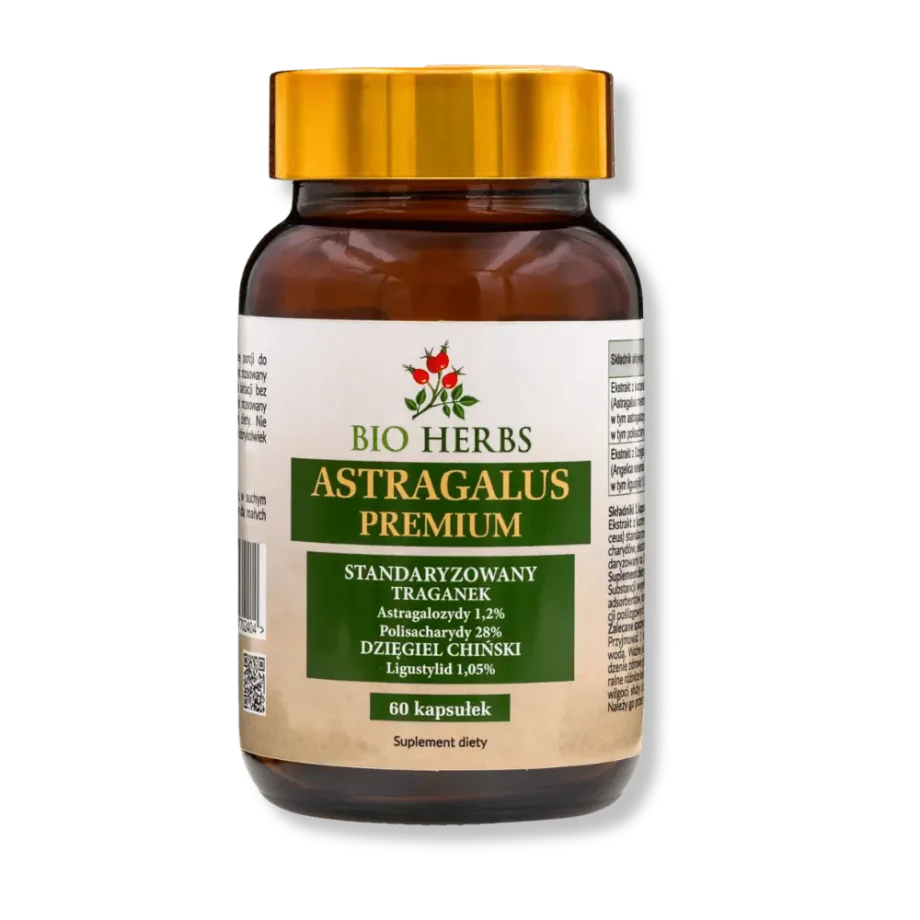 Brązowy słoiczek suplementu diety bio herbs - astragalus premium