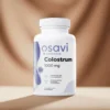 Opakowanie suplementu Colostrum Osavi - 120 kapsułek z siarą bydlęcą na brązowym tle