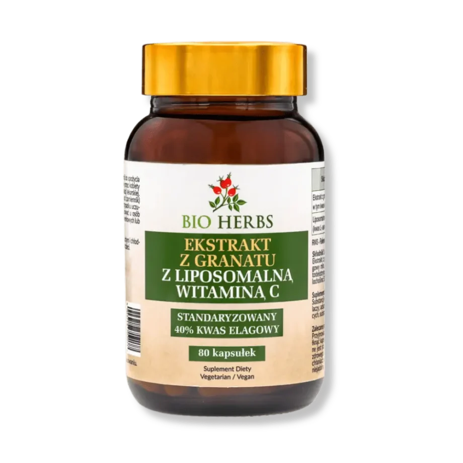 Brązowa buteleczka ekstraktu z granatu bio herbs