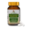 Słoiczek suplementu glutation booster w kapsułkach z dwoma kapsułkami od firmy bio herbs