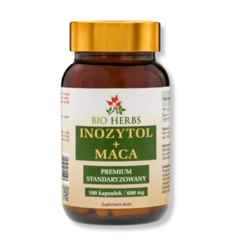 Słoik z suplementem diety inozytol + maca od bio herbs