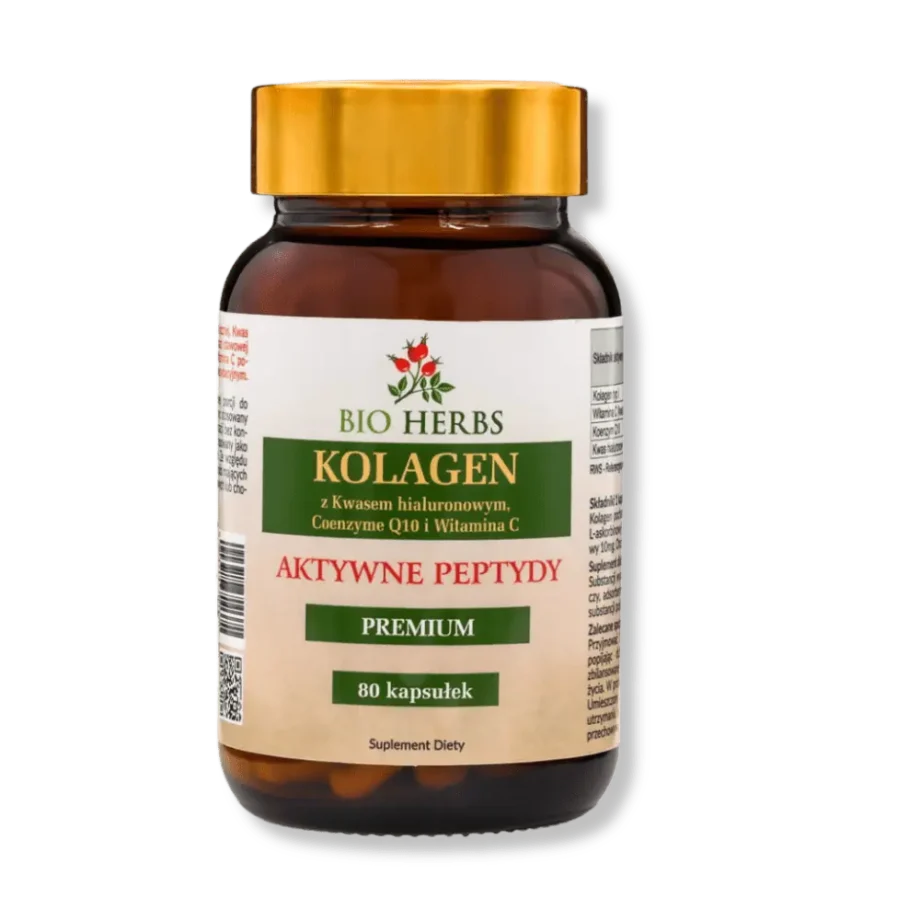 Opakowanie kolagen aktywne peptydy na bezbarwnym tle.