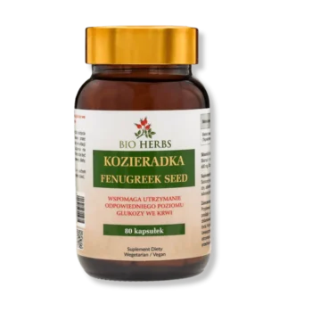 Brązowe opakowanie kozieradki bio herbs