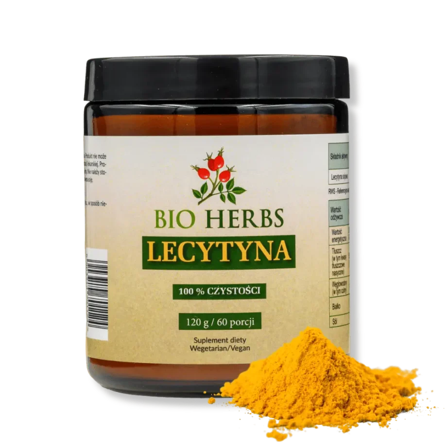 Opakowanie lecytyny od bio herbs , a przed opakowaniem rozsypany proszek