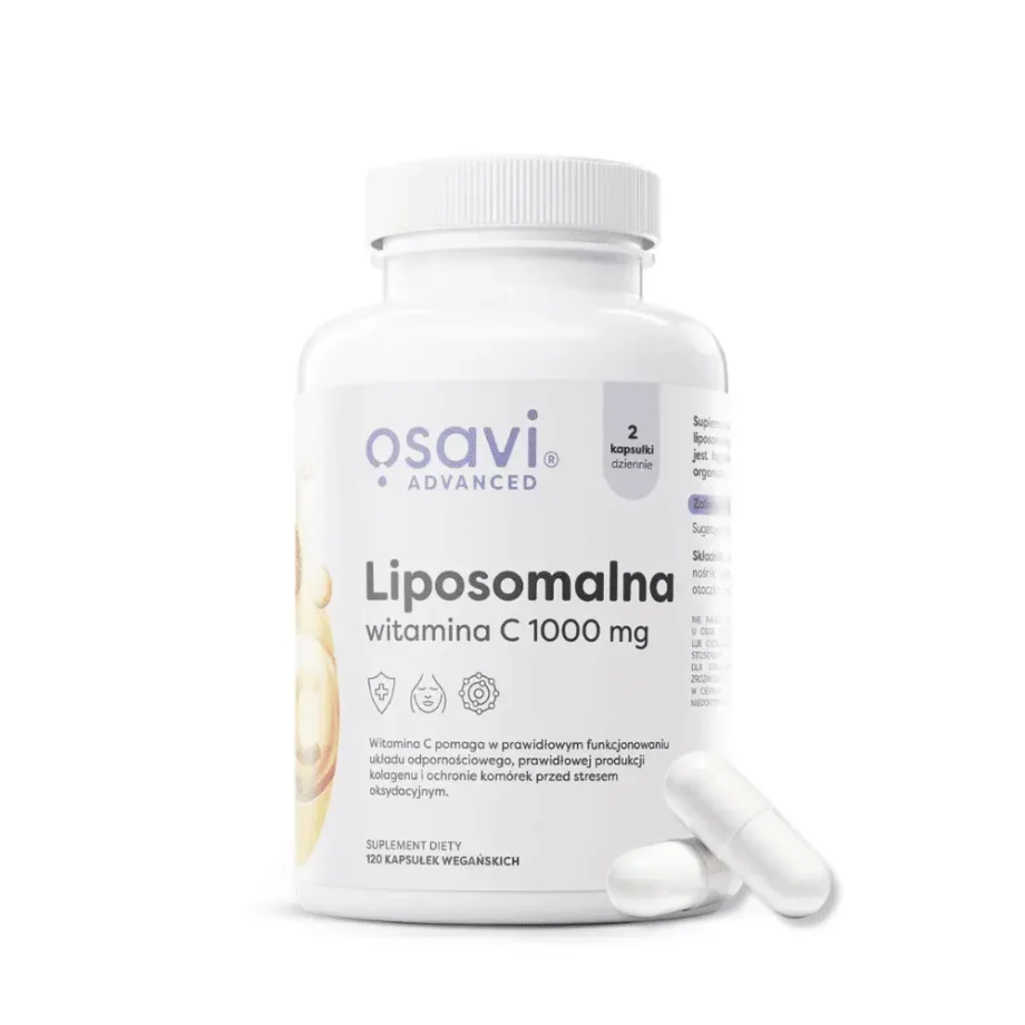 Białe opakowanie Liposomalna Witamina c 1000 z dwoma kapsułkami