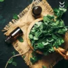 Świeżo zerwane liście oregano wraz z wyciśniętym olejkiem, który jest głownym składnikiem suplementu olejek oregano z osavi