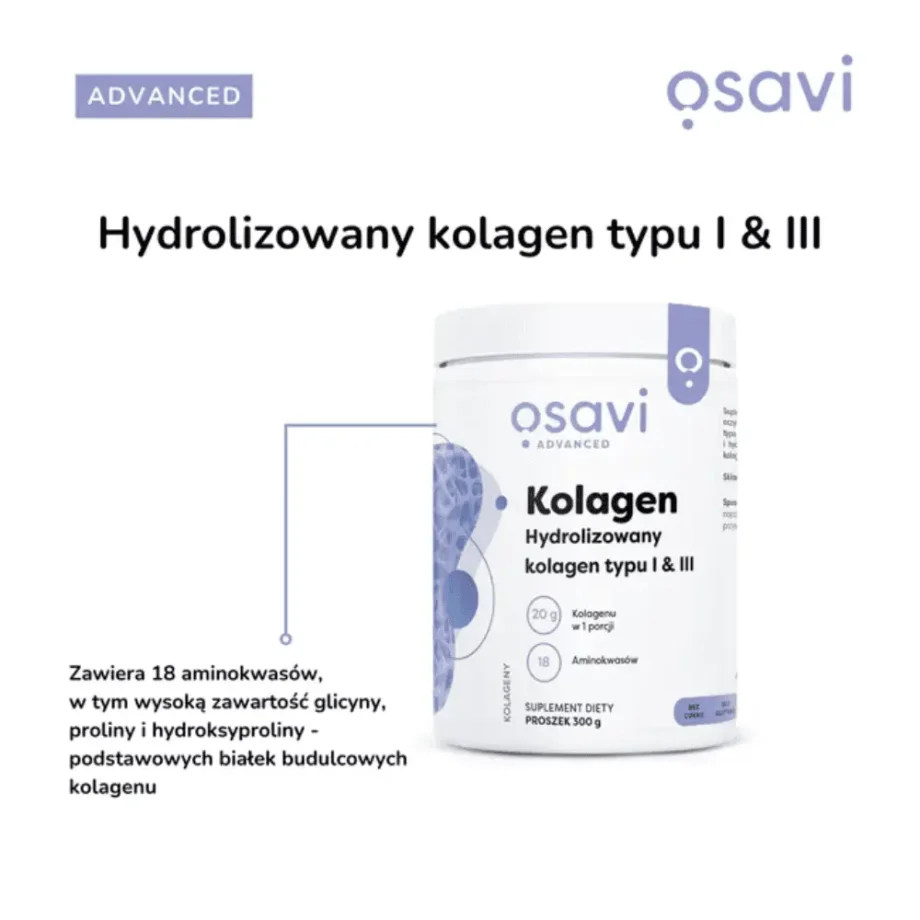 Puszka kolagenu hydrolizowanego osawi wraz z krótkim opisem