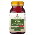 CBD Full Spectrum 20 mg Bio-Herbs - 100 premium kapsułek z pełnym spektrum kannabinoidów, słoik na białym tle