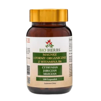 Magnez 3 formy organiczne z witaminą B6 - opakowanie 100 kapsułek od Bio Herbs